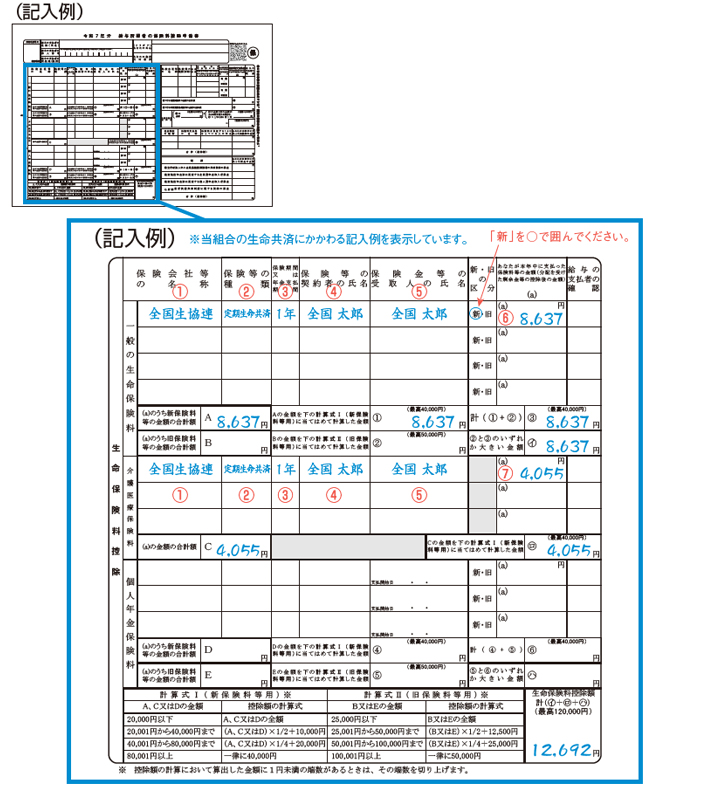令和6年 共済掛金払込証明書 記入例